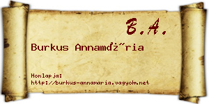 Burkus Annamária névjegykártya